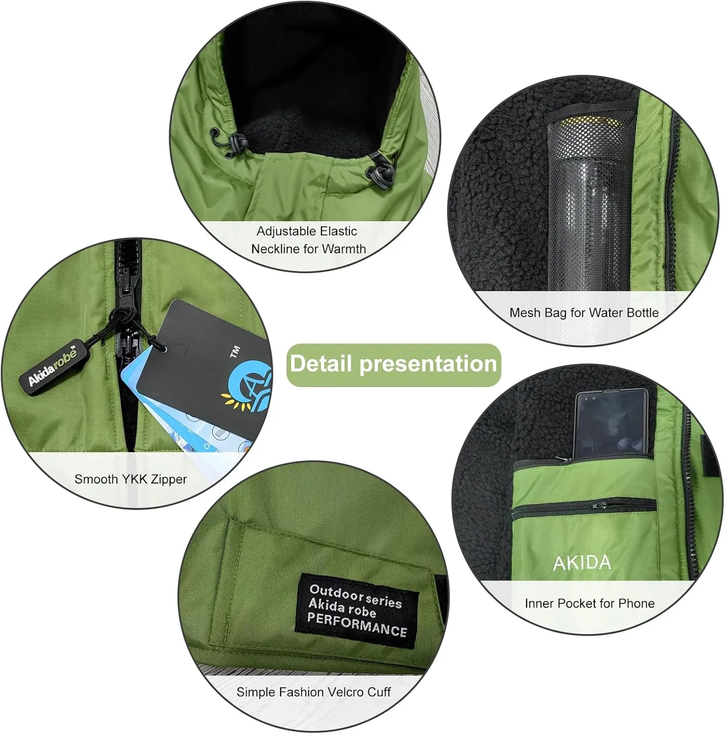 Akida Oversized Changing Robe/Swim Parka,Waterproof Surf Poncho Warm Coat Jacket,Quick Dry Wetsuit Changing Towel.