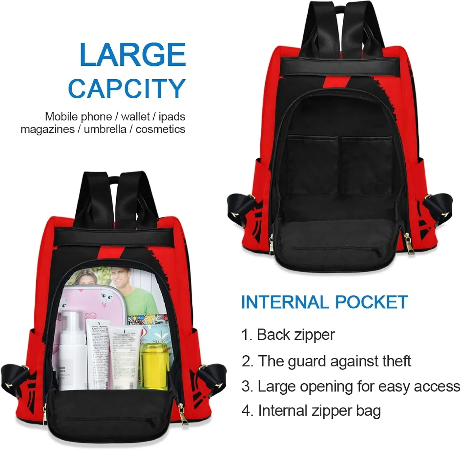 ALAZA Afro African American Woman Music Backpack Purse for Women Anti Theft Fashion Back Pack Shoulder Bag