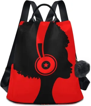 ALAZA Afro African American Woman Music Backpack Purse for Women Anti Theft Fashion Back Pack Shoulder Bag