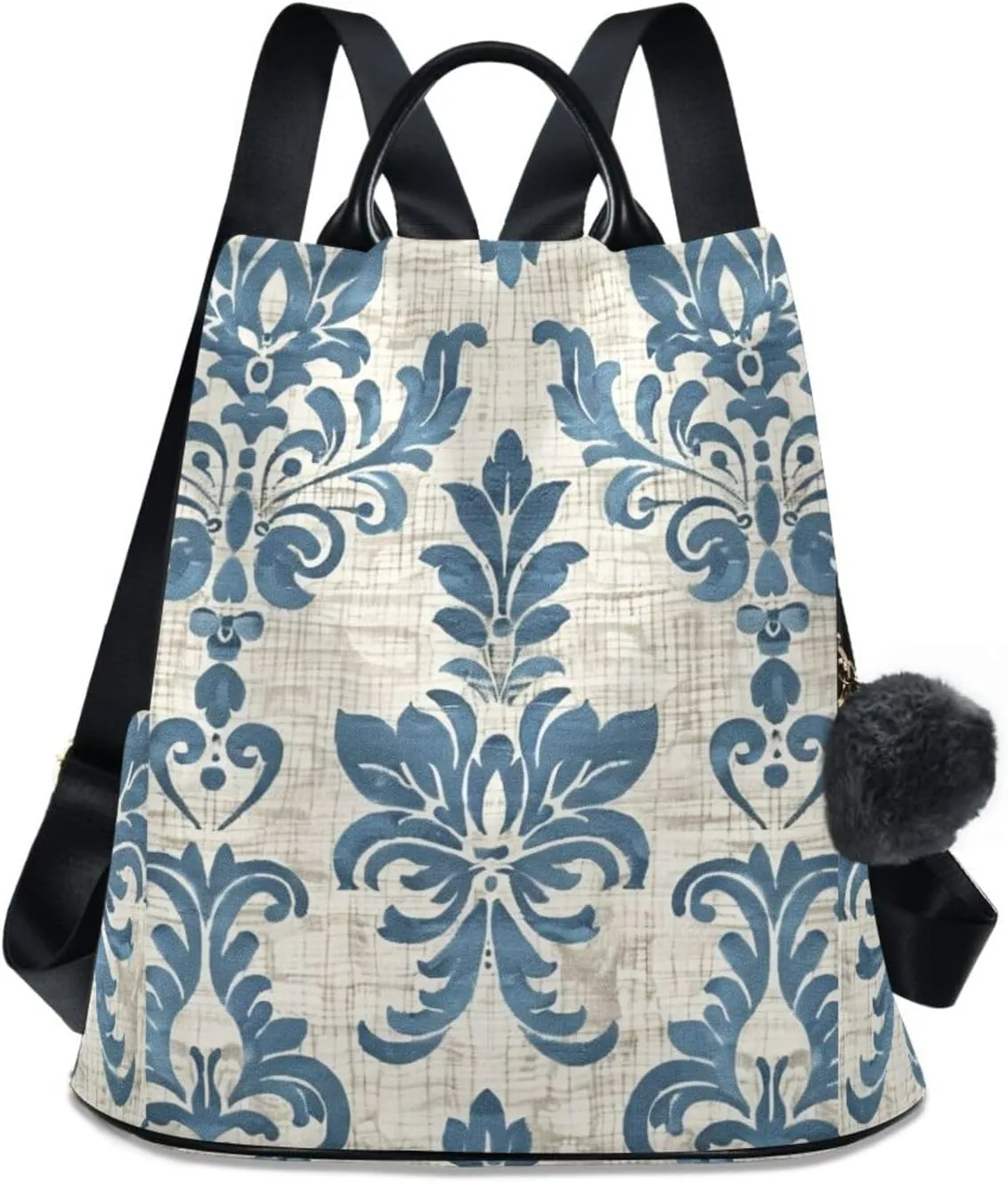 ALAZA Blue Arab Damask Flower Backpack Purse for Women Anti Theft Fashion Back Pack Shoulder Bag