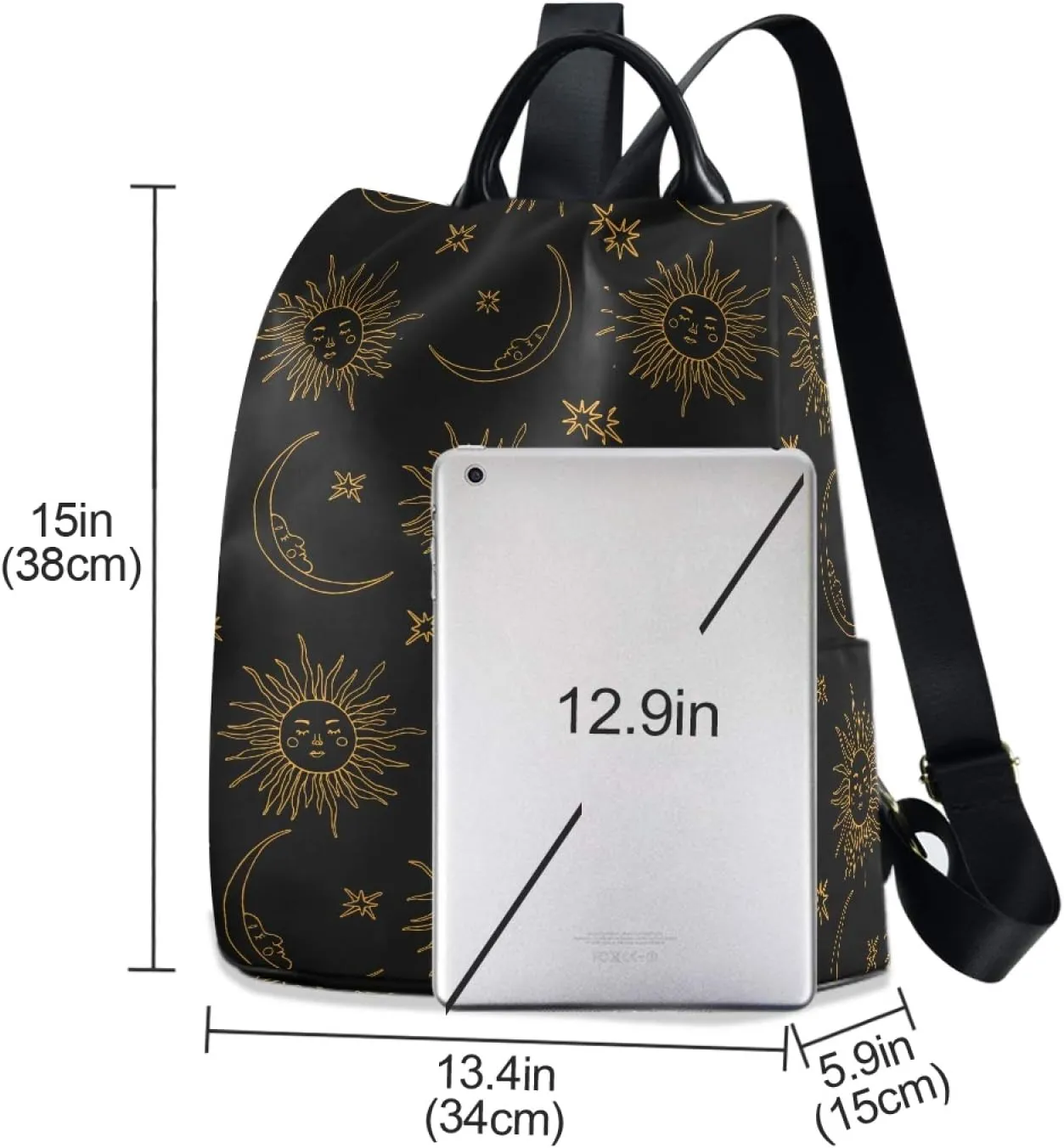 ALAZA Boho Bohemian Sun Moon Backpack Purse for Women Anti Theft Fashion Back Pack Shoulder Bag