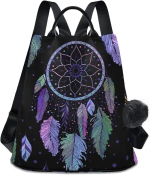 ALAZA Boho Feather Dot Ethnic Indian Lutos Backpack Purse for Women Anti Theft Fashion Back Pack Shoulder Bag