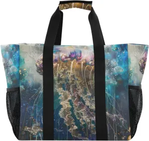 ALAZA Bright Rainbow Jellyfishes Waterproof Beach Tote Bags