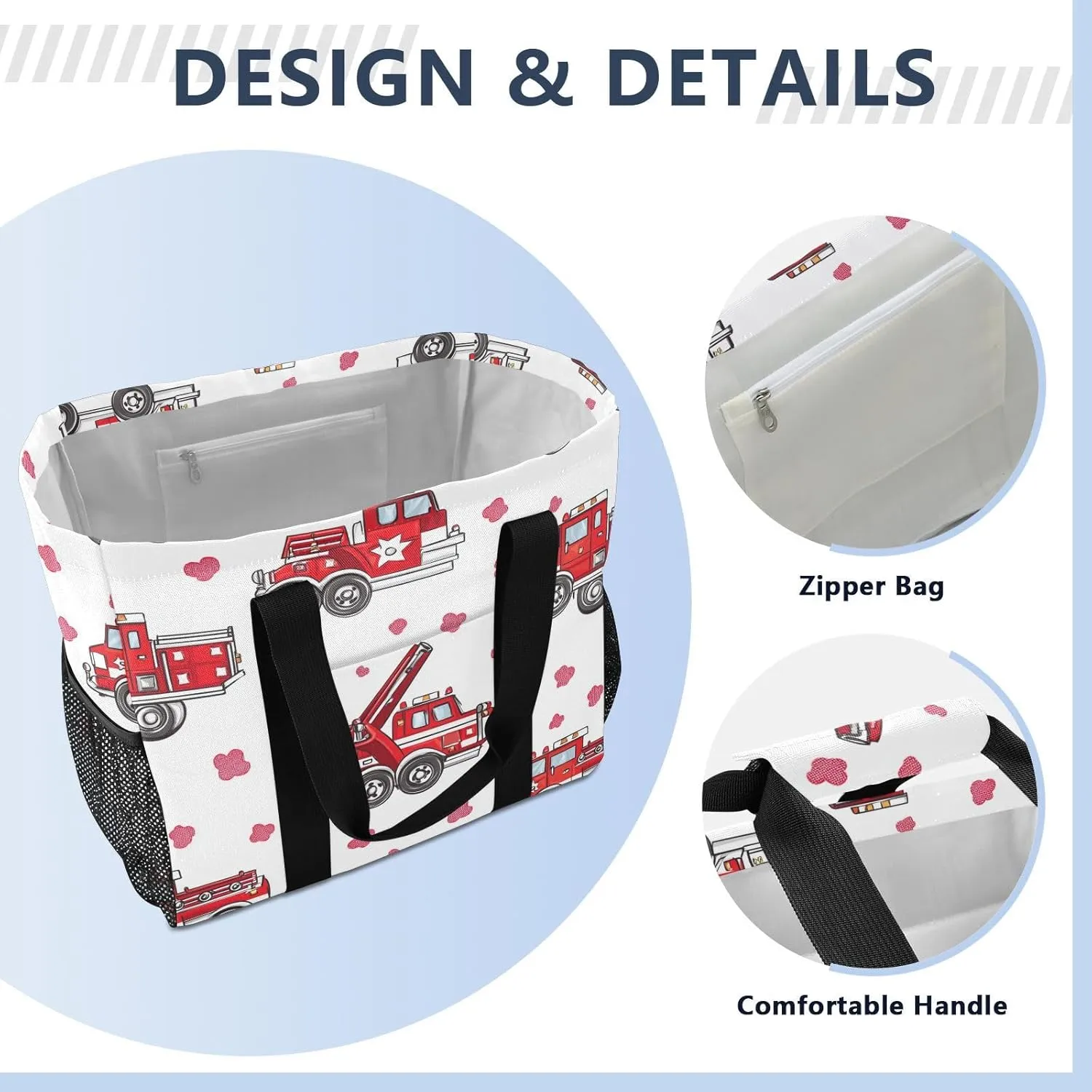 ALAZA Cartoon Cars Transport Waterproof Beach Tote Bags