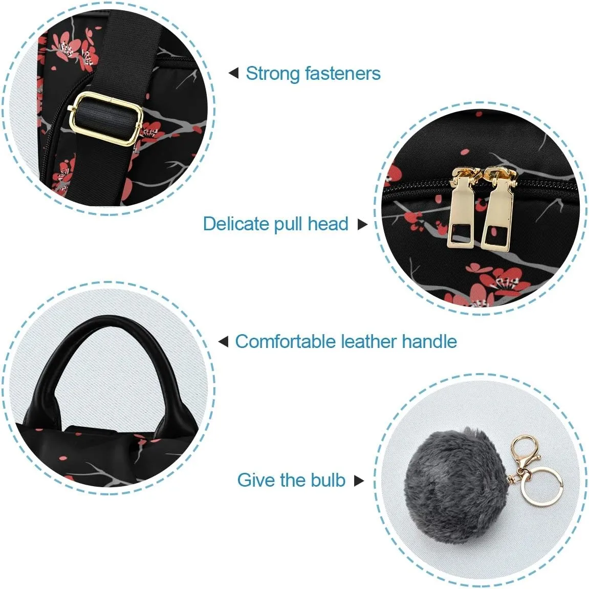 ALAZA Cherry Blossom Sakura Flower Floral Backpack Purse for Women Anti Theft Fashion Back Pack Shoulder Bag