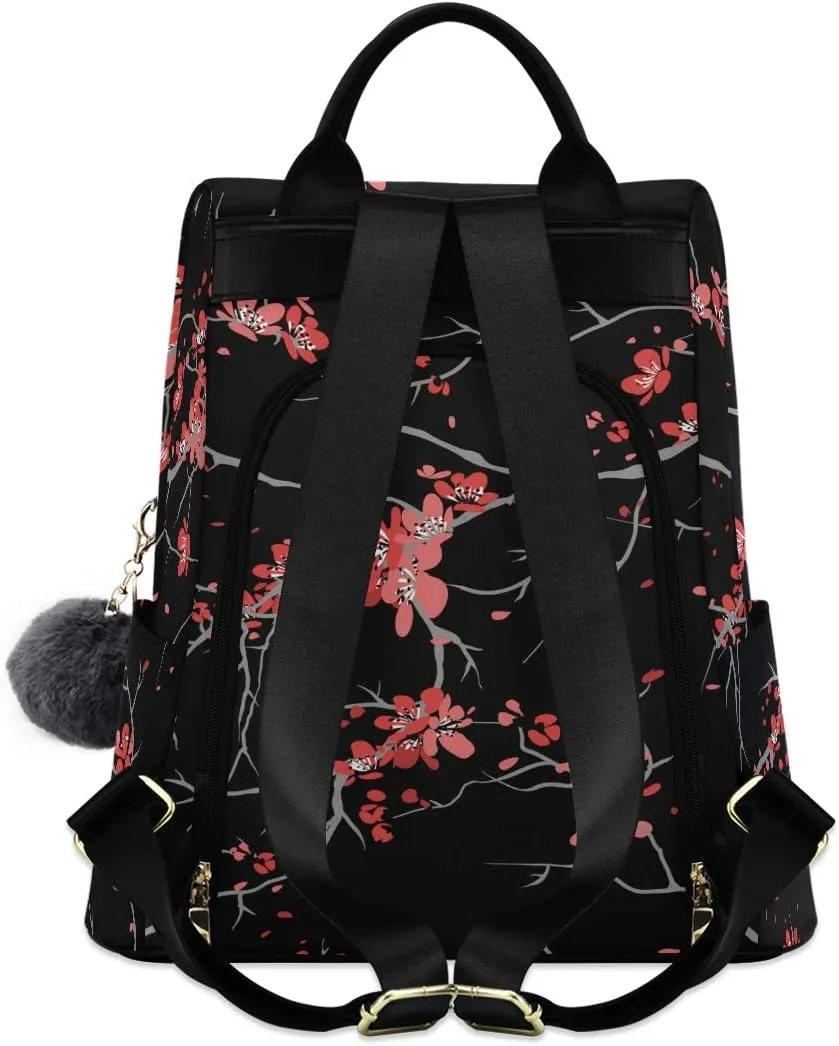 ALAZA Cherry Blossom Sakura Flower Floral Backpack Purse for Women Anti Theft Fashion Back Pack Shoulder Bag