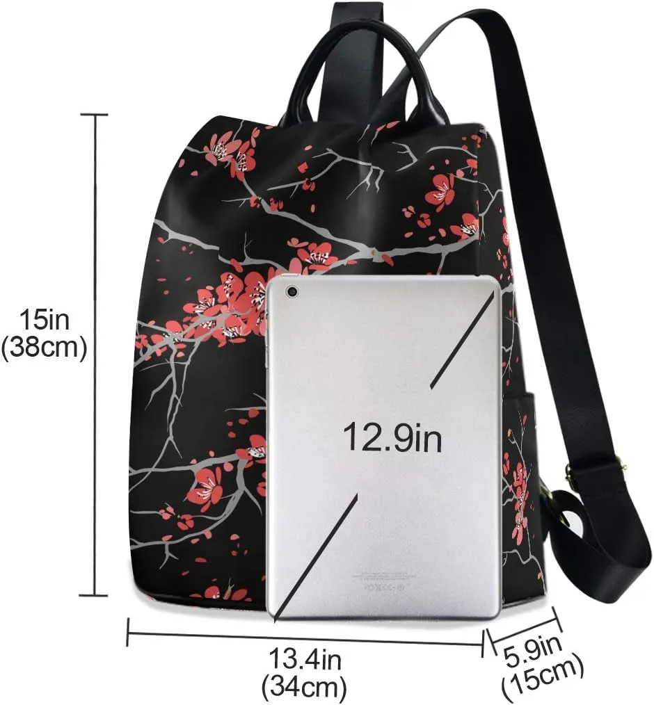 ALAZA Cherry Blossom Sakura Flower Floral Backpack Purse for Women Anti Theft Fashion Back Pack Shoulder Bag