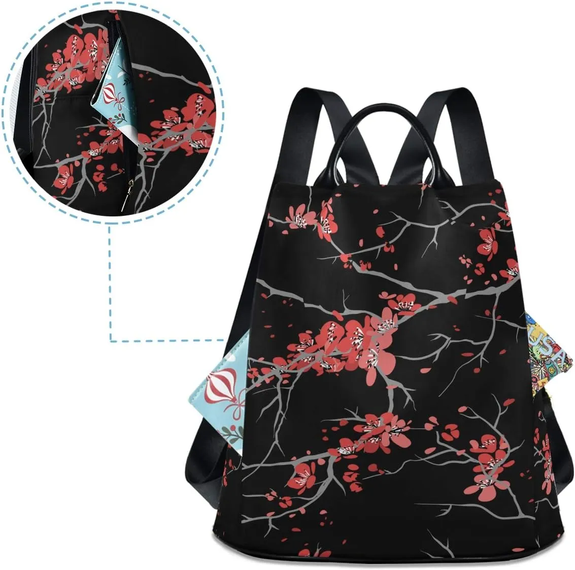 ALAZA Cherry Blossom Sakura Flower Floral Backpack Purse for Women Anti Theft Fashion Back Pack Shoulder Bag