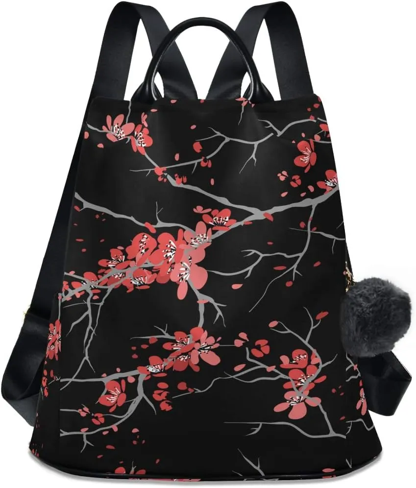 ALAZA Cherry Blossom Sakura Flower Floral Backpack Purse for Women Anti Theft Fashion Back Pack Shoulder Bag