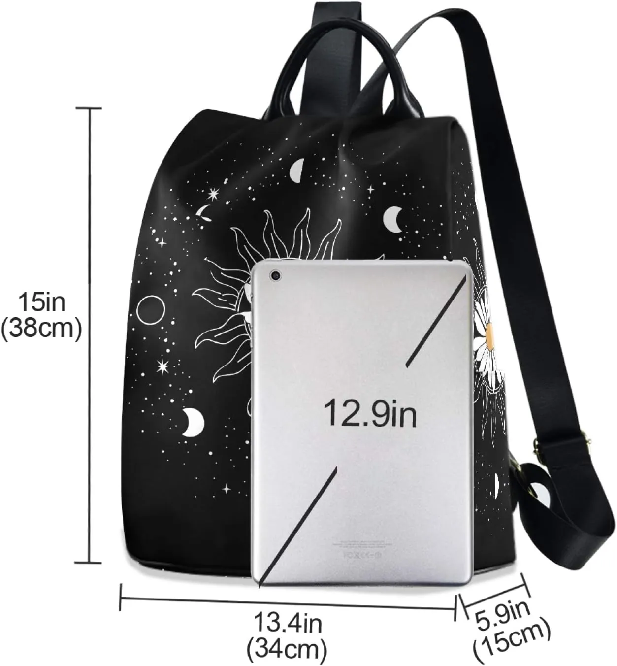 ALAZA Daisy Flower Sun Moon Backpack Purse for Women Anti Theft Back Pack Fashion Shoulder Bag