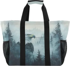 ALAZA Eagles Misty Forest Waterproof Beach Tote Bags