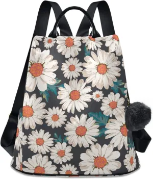 ALAZA Floral Daisy Backpack Purse for Women Anti Theft Fashion Back Pack Shoulder Bag