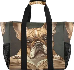 ALAZA French Bulldog Cute Puppy Sleeping in Blanket Waterproof Beach Tote Bags