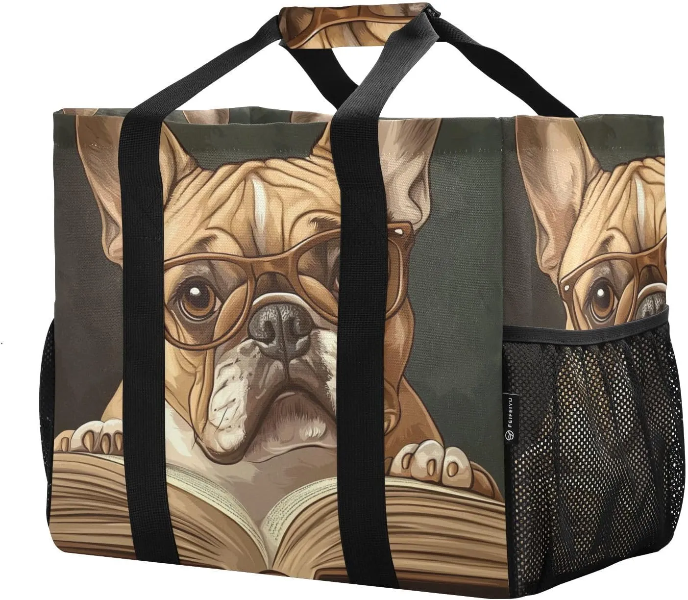 ALAZA French Bulldog Cute Puppy Sleeping in Blanket Waterproof Beach Tote Bags