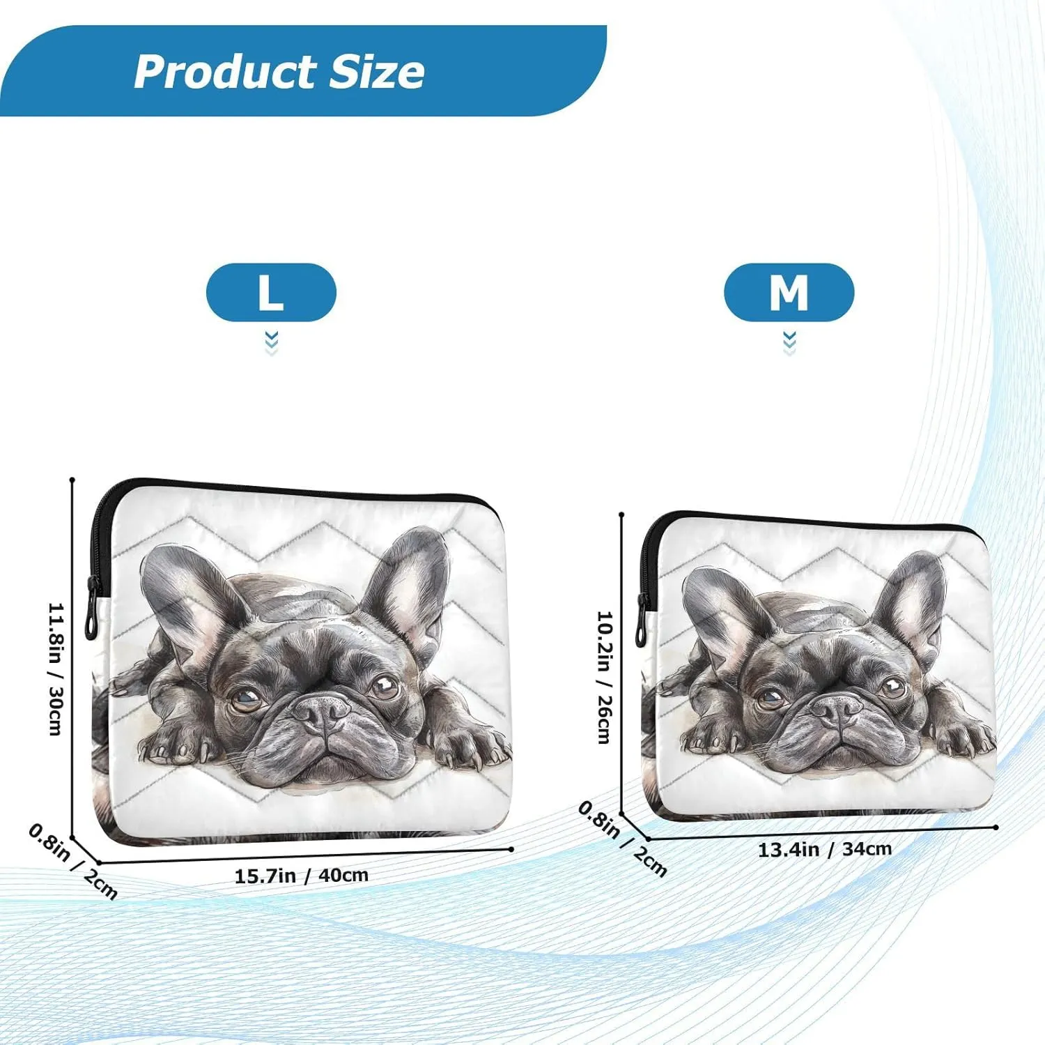 ALAZA French Bulldog Lie Prone Comfortably Laptop Sleeve Bag Waterproof Protective Notebook Case, 13-13.3, 14 inch