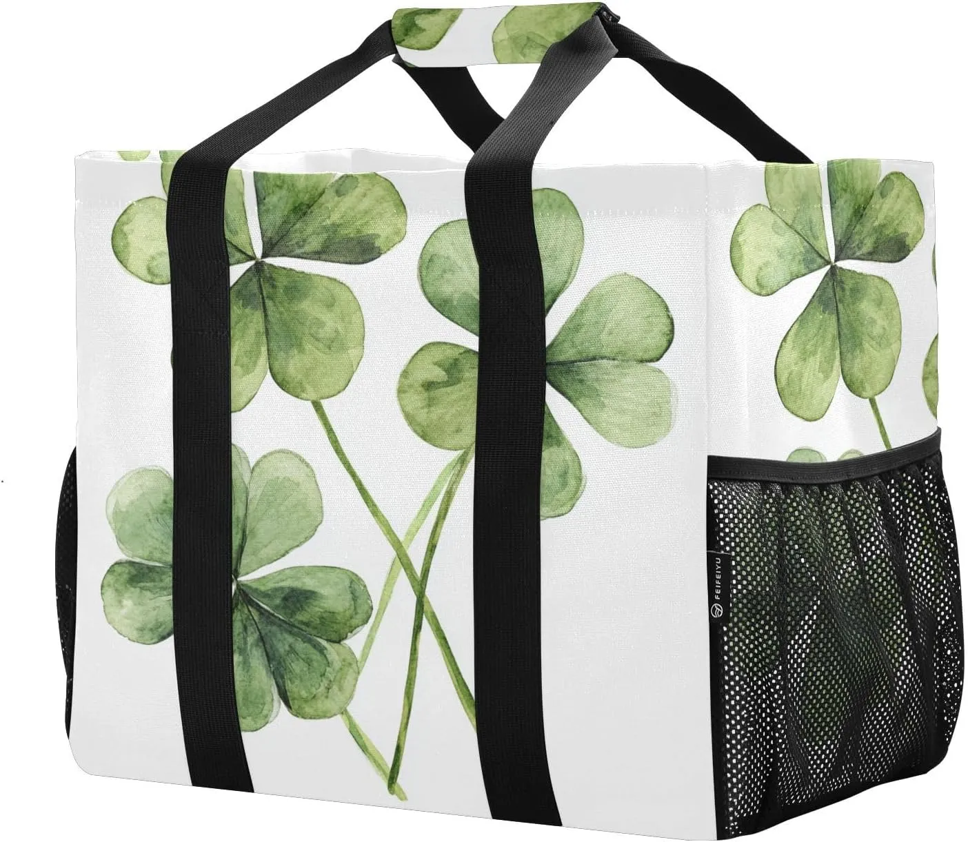 ALAZA Happy St. Patrick's Day Shamrock Dinosaur Waterproof Beach Tote Bags