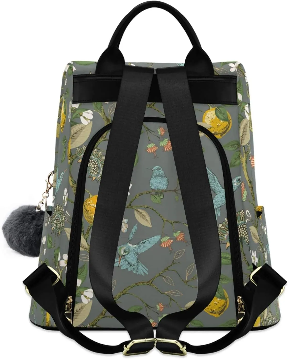 ALAZA Lemons Flowers Hummingbirds Blooming Garden Backpack Purse for Women Anti Theft Fashion Back Pack Shoulder Bag