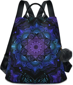 ALAZA Mandala Boho Bohemian Lotus Backpack Purse for Women Anti Theft Fashion Back Pack Shoulder Bag
