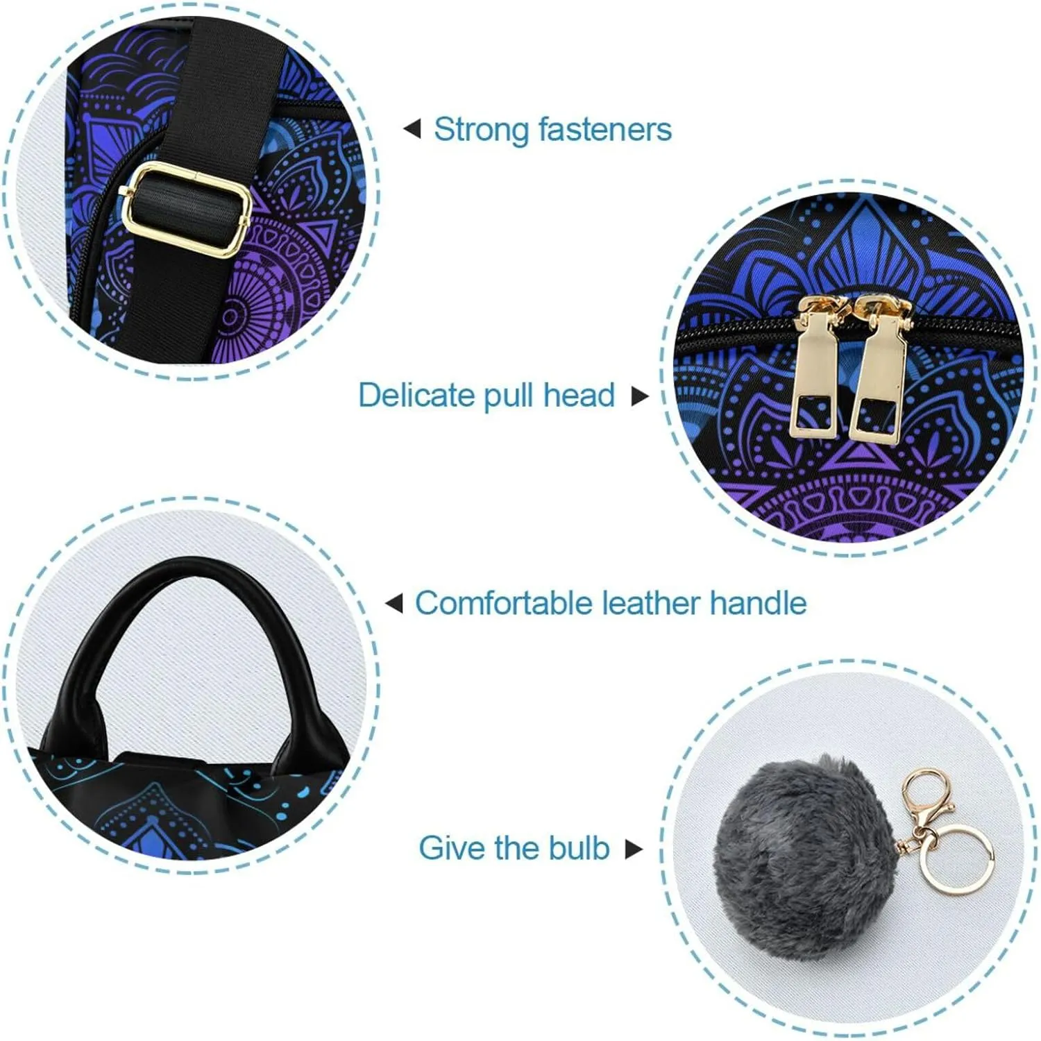 ALAZA Mandala Boho Bohemian Lotus Backpack Purse for Women Anti Theft Fashion Back Pack Shoulder Bag