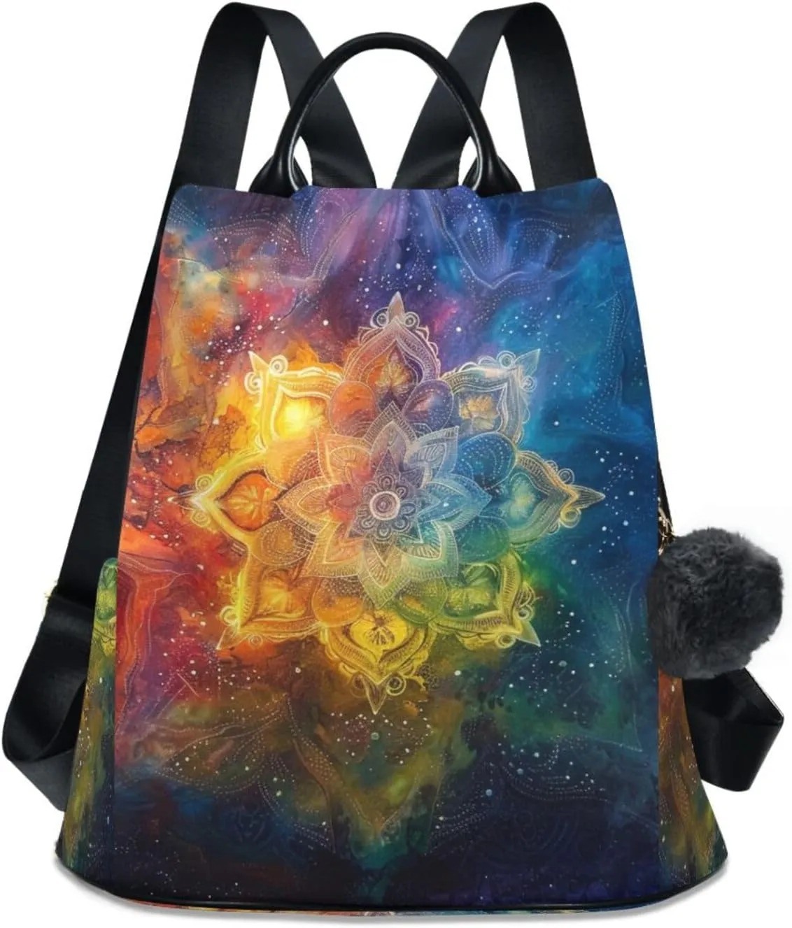 ALAZA Mandala Rainbow Color Nebula Backpack Purse for Women Anti Theft Fashion Back Pack Shoulder Bag