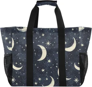 ALAZA Moon Stars on Blue Waterproof Beach Tote Bags
