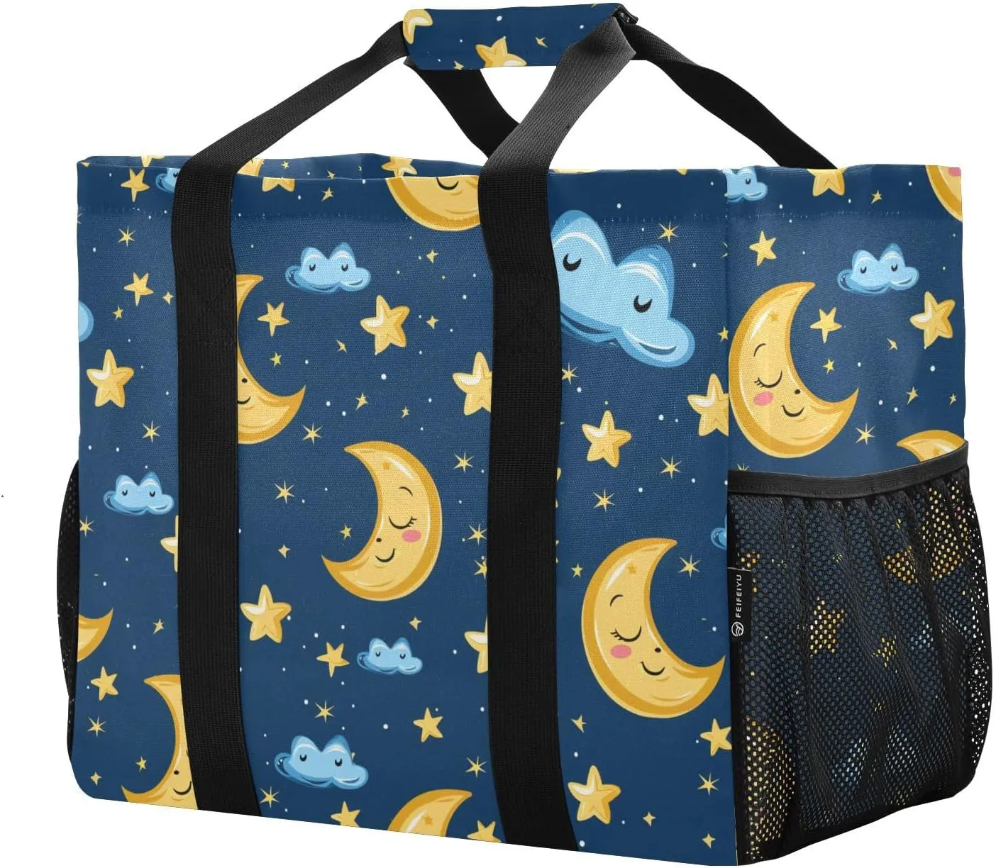 ALAZA Moon Stars on Blue Waterproof Beach Tote Bags