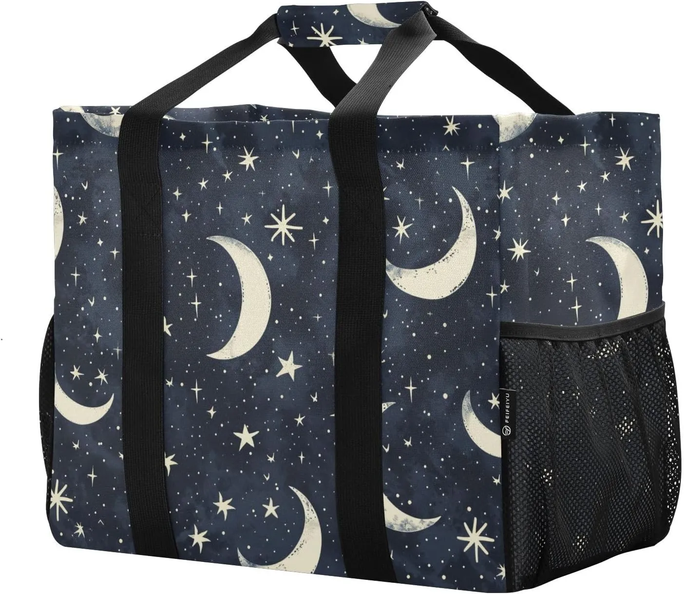 ALAZA Moon Stars on Blue Waterproof Beach Tote Bags