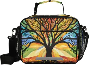 ALAZA Mysterious Tree Colorful Kids Lunch Box, Girls Boys Lunchbox Insulated Reusable Meal Container Lunch Bag with Shoulder Strap