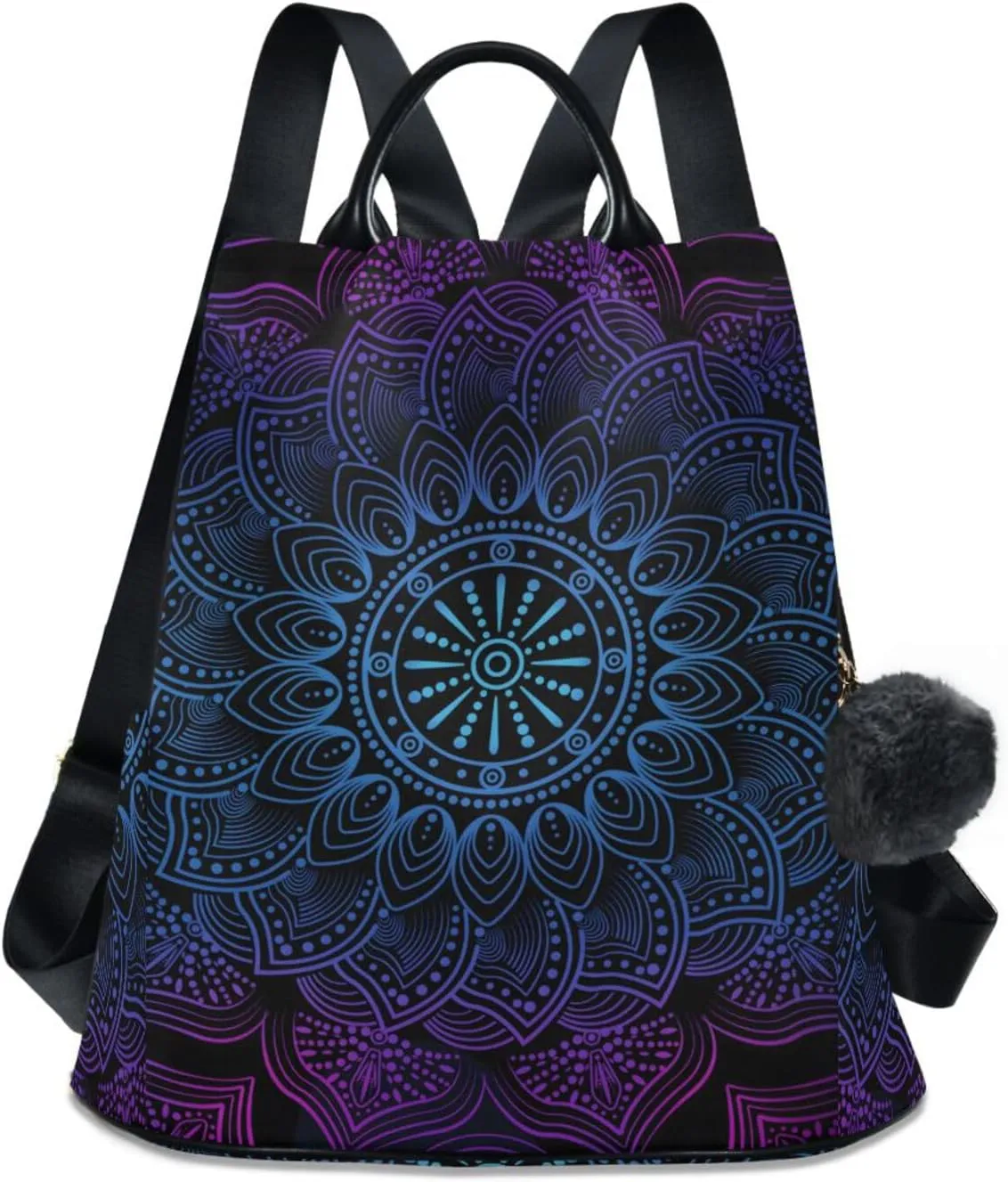 ALAZA Rainbow Mandala Boho Lotus Backpack Purse for Women Anti Theft Fashion Back Pack Shoulder Bag