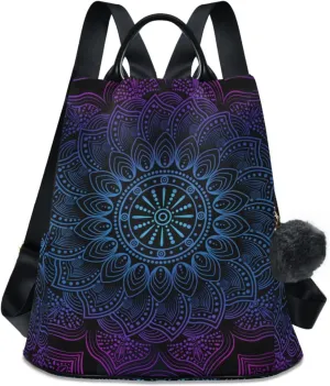 ALAZA Rainbow Mandala Boho Lotus Backpack Purse for Women Anti Theft Fashion Back Pack Shoulder Bag