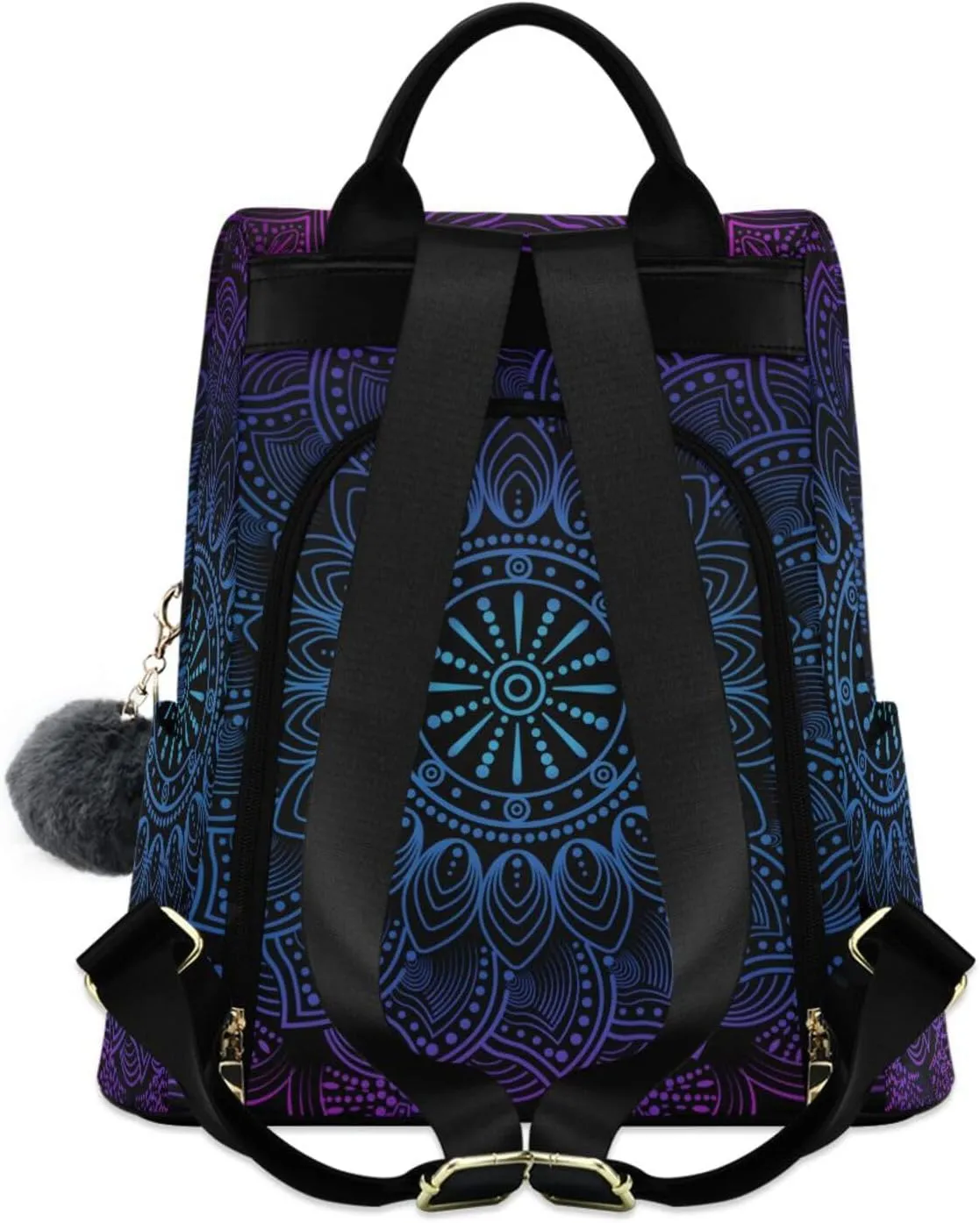 ALAZA Rainbow Mandala Boho Lotus Backpack Purse for Women Anti Theft Fashion Back Pack Shoulder Bag