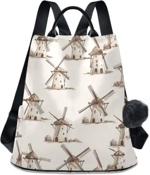 ALAZA Retro Windmill Backpack Purse for Women Anti Theft Fashion Back Pack Shoulder Bag