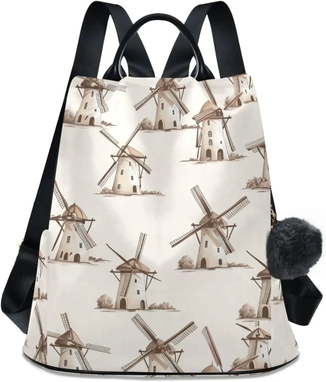 ALAZA Retro Windmill Backpack Purse for Women Anti Theft Fashion Back Pack Shoulder Bag