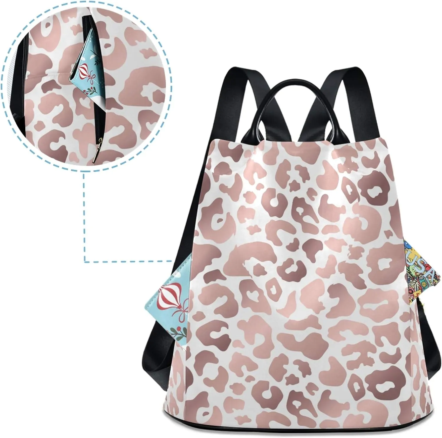 ALAZA Rose Gold Leopard Print Pink Cheetah Backpack Purse for Women Anti Theft Fashion Back Pack Shoulder Bag,One Size