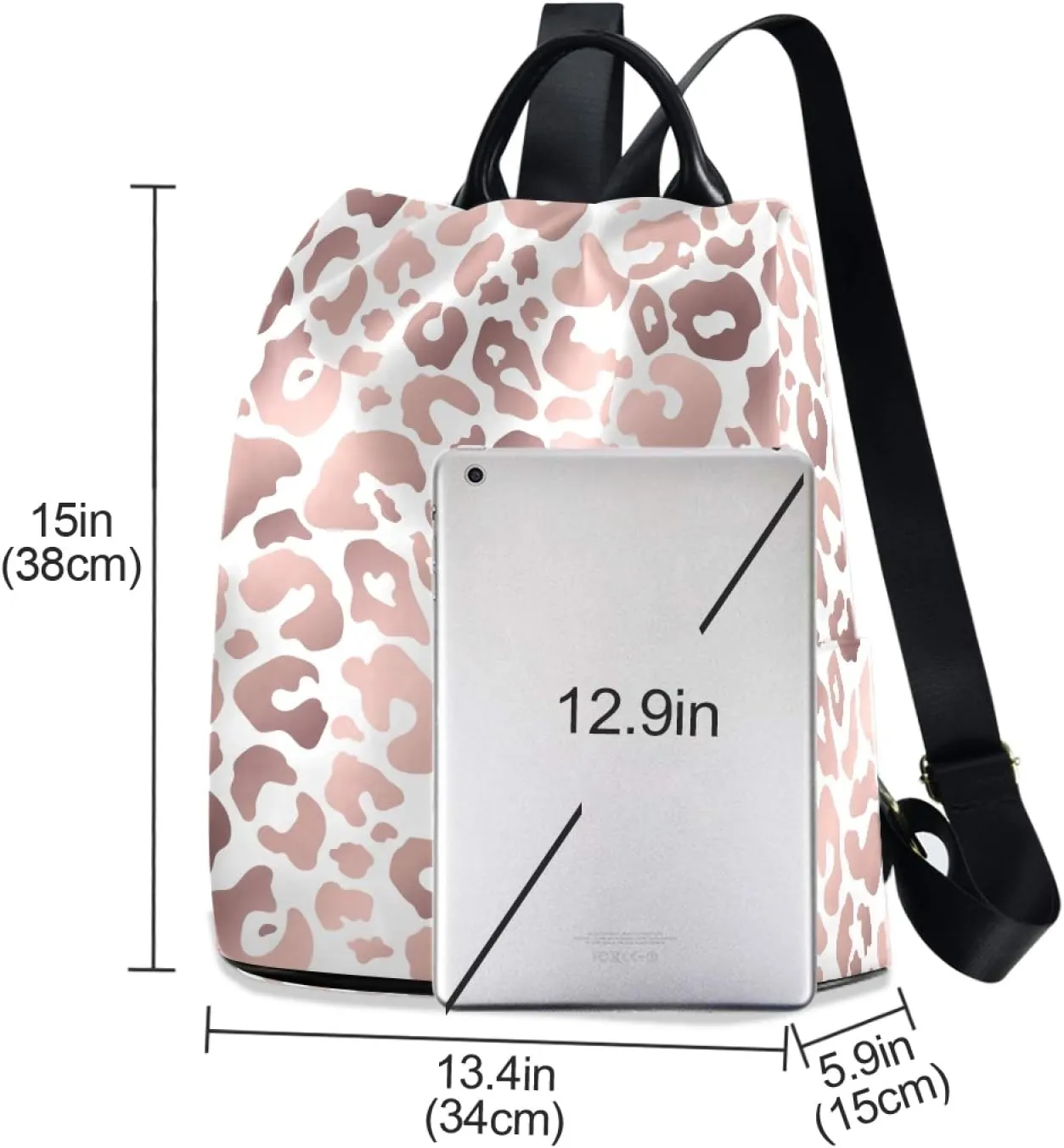 ALAZA Rose Gold Leopard Print Pink Cheetah Backpack Purse for Women Anti Theft Fashion Back Pack Shoulder Bag,One Size