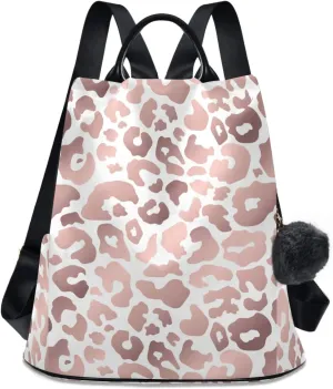 ALAZA Rose Gold Leopard Print Pink Cheetah Backpack Purse for Women Anti Theft Fashion Back Pack Shoulder Bag,One Size