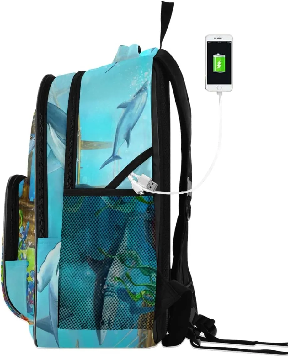 ALAZA Sea Turtle Coral Reef with Ship Wreck Travel Laptop Backpack College School Computer Bag for Boys Girls