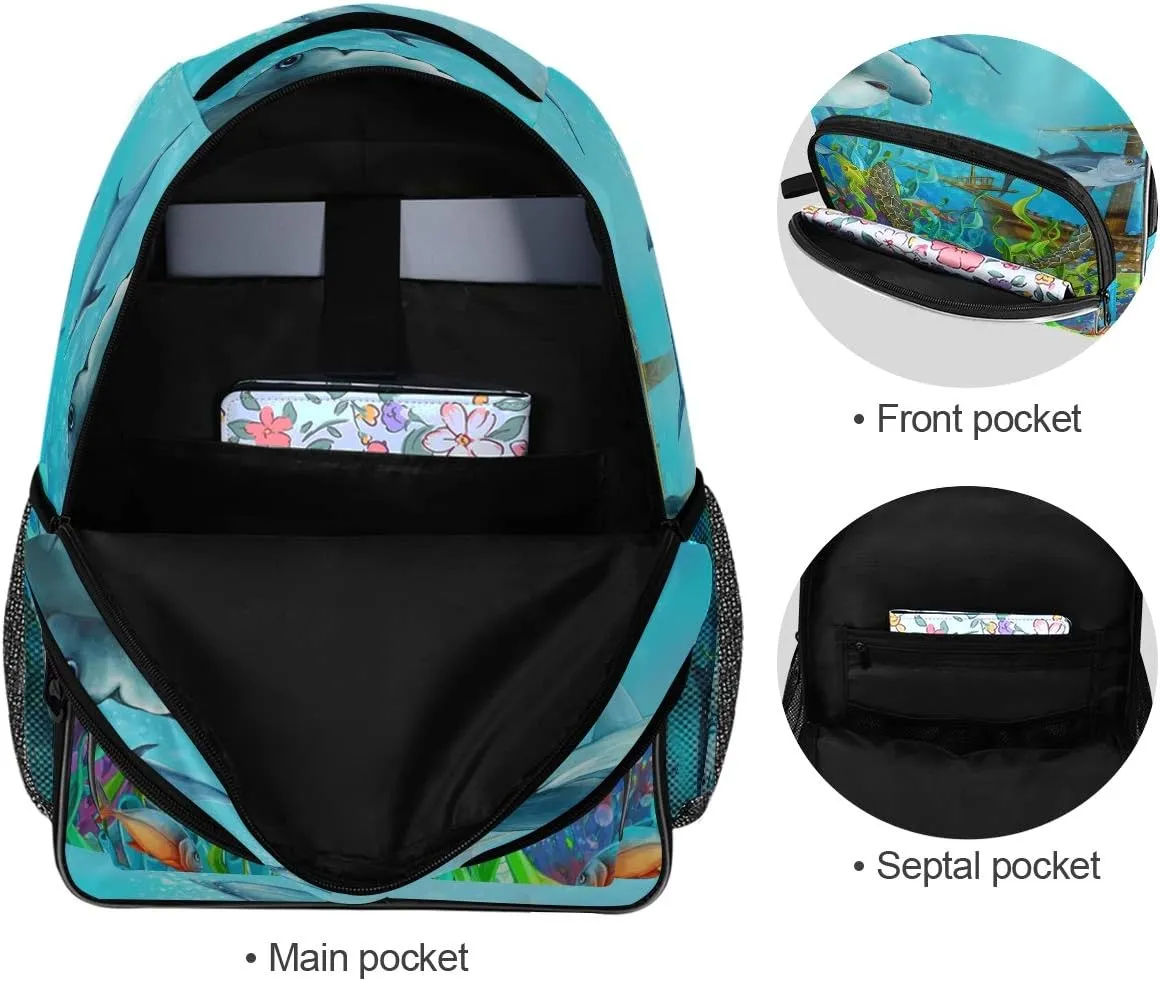 ALAZA Sea Turtle Coral Reef with Ship Wreck Travel Laptop Backpack College School Computer Bag for Boys Girls