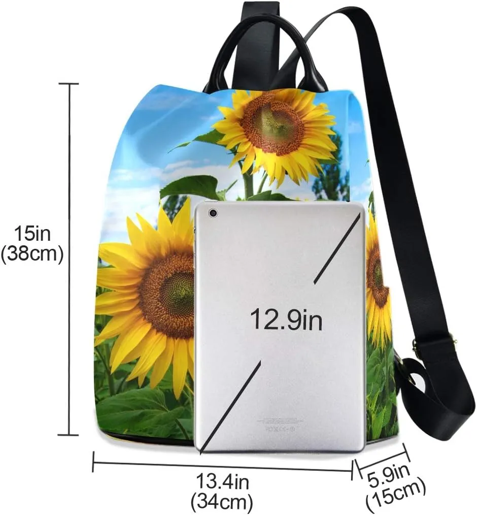 ALAZA Summer Sunflower Flowers Floral Backpack Purse for Women Anti Theft Fashion Back Pack Shoulder Bag