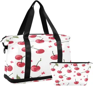 ALAZA Sweet Lemon Fruit Leaf White Travel Duffel Bag with Shoe Compartment Tote Bag Weekender Overnight Bag with Wet Pocket for Travel,Gym,Yoga,Swimming