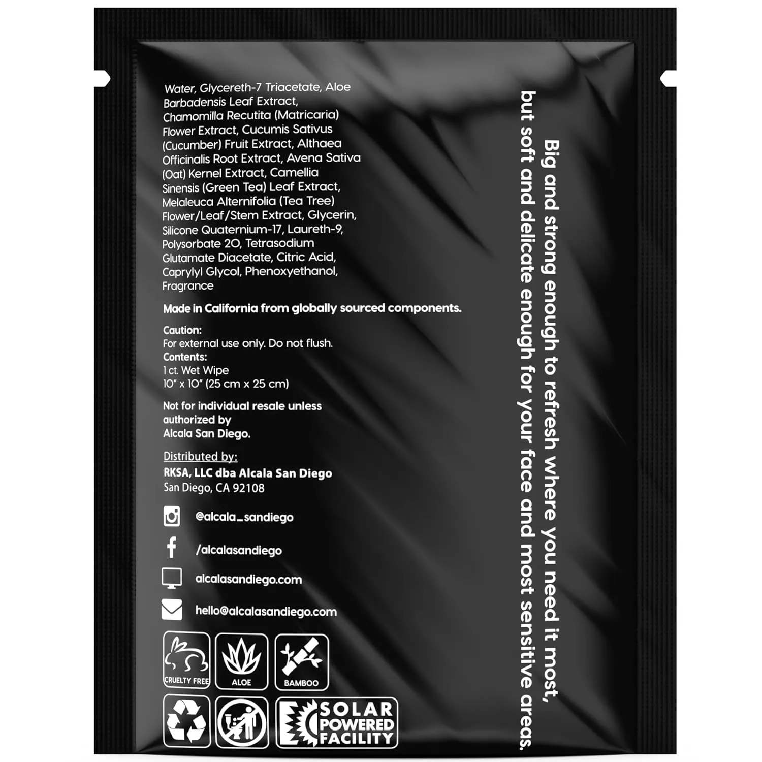 Alcala Deodorizing Body Wipes Individual Shower Wipes 100% Pure Biodegradable Bamboo Wet Wipes with Aloe Tea Tree Adult Body Wipes for Women & Men Ideal for Camping Hiking, Hospitals & Gym (30 Pack)