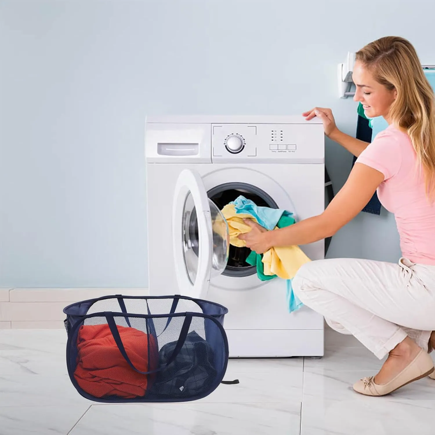 Alipis Mesh Laundry Bags Laundry Hamper Collapsible Laundry Baskets Storage Basket Hampers for Laundry Clothes Hamper Clothes Basket Laundry Foldable Laundry Baskets Net Handle Child Grid