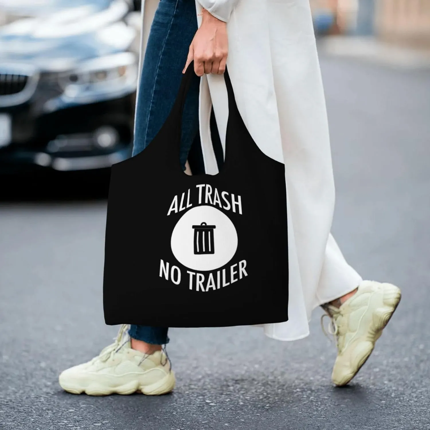 All Trash No Trailer Canvas Tote Bags Women'S Large-Capacity Bag