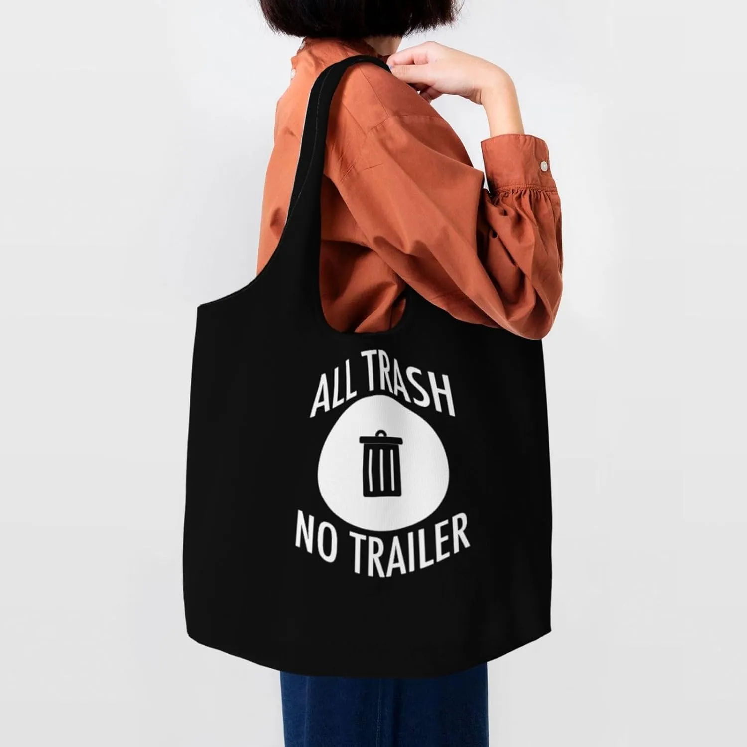 All Trash No Trailer Canvas Tote Bags Women'S Large-Capacity Bag