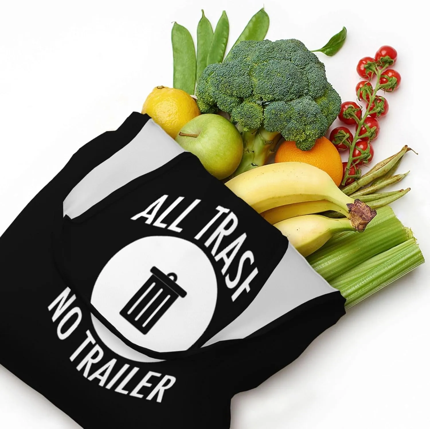 All Trash No Trailer Canvas Tote Bags Women'S Large-Capacity Bag