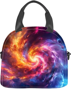 Amazing space colorful nebula and stars Insulated Adult Lunch Bag with Shoulder Strap for Women Lightweight Reusable Portable Freezable Lunch Tote Bag for Work Picnic