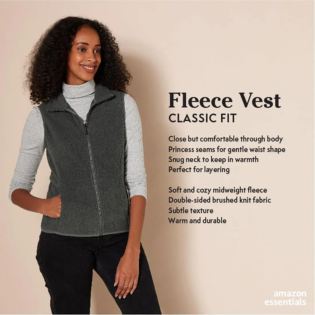 Amazon Essentials Women's Classic-Fit Sleeveless Polar Soft Fleece Vest (Available in Plus Size)