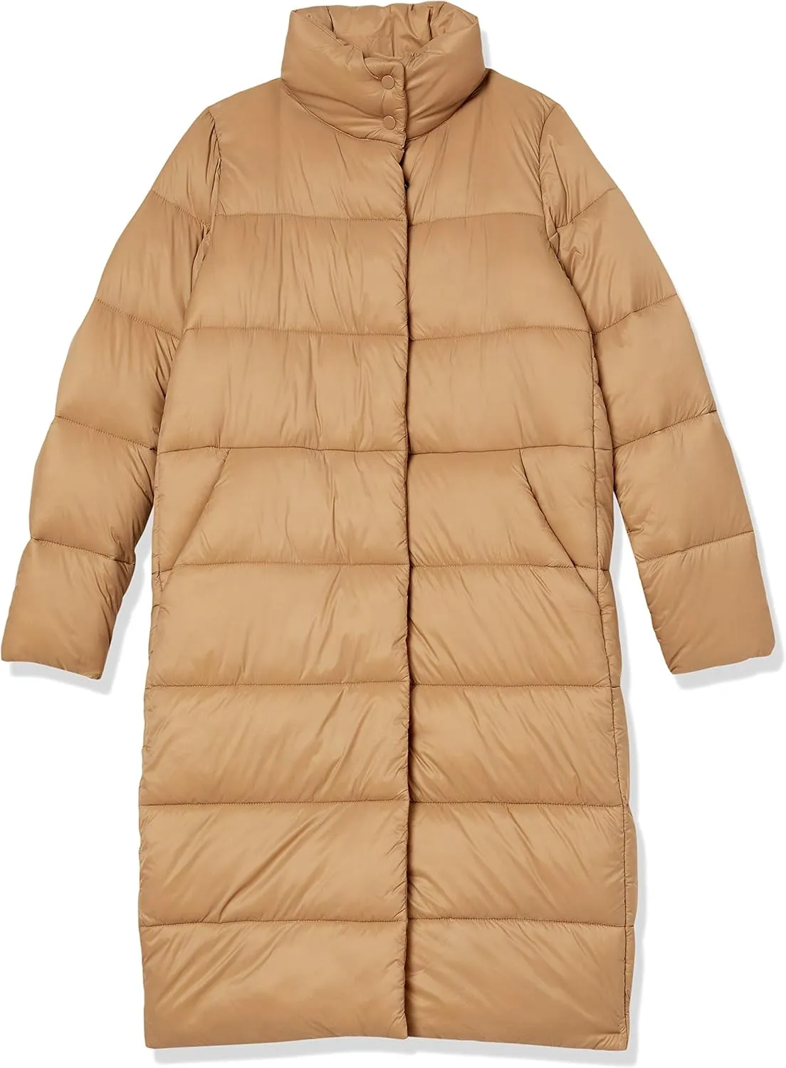 Amazon Essentials Women's Lightweight Full-Zip Water-Resistant Long Cocoon Puffer Winter Coat