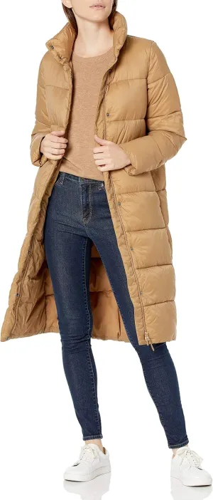 Amazon Essentials Women's Lightweight Full-Zip Water-Resistant Long Cocoon Puffer Winter Coat