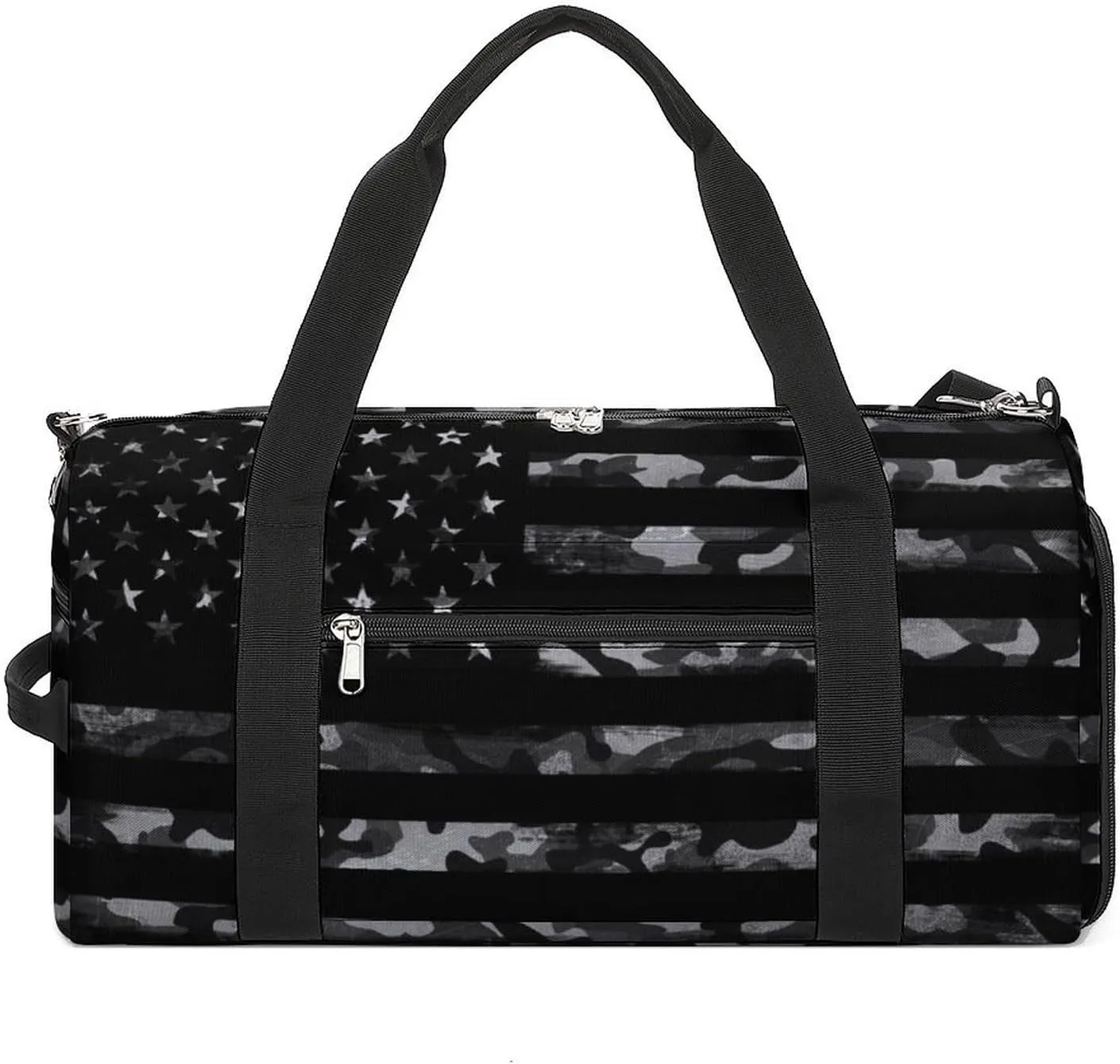 American Flag Sport Gym Duffle Travel Bag with Shoe Compartment,Wet Pocket for Men and Women